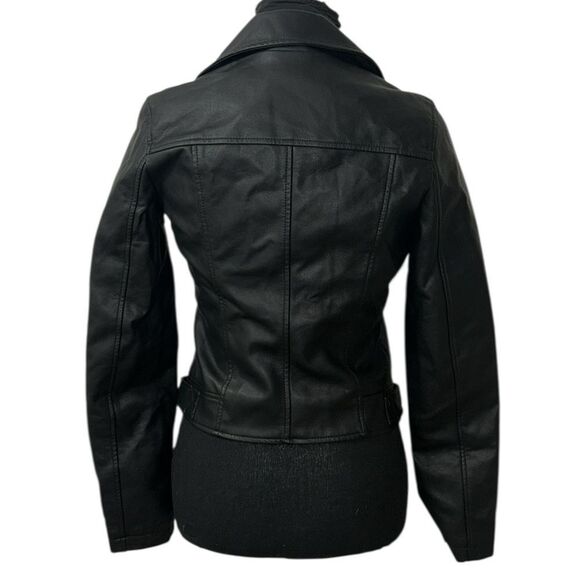 CoffeeShop Black Faux Leather Moto Jacket (Size XS) - Picture 3 of 10